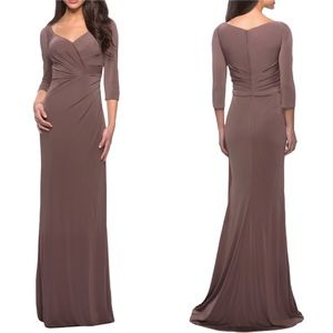 La Femme Sweetheart Neckline Long Jersey Cocoa Evening Gown 12 New with Tag